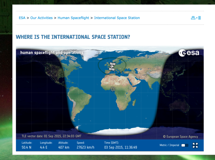 Space Station Live screenshot of the space station camera feed