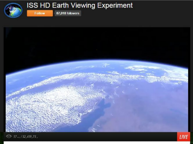 Space Station Live screenshot of the space station camera feed