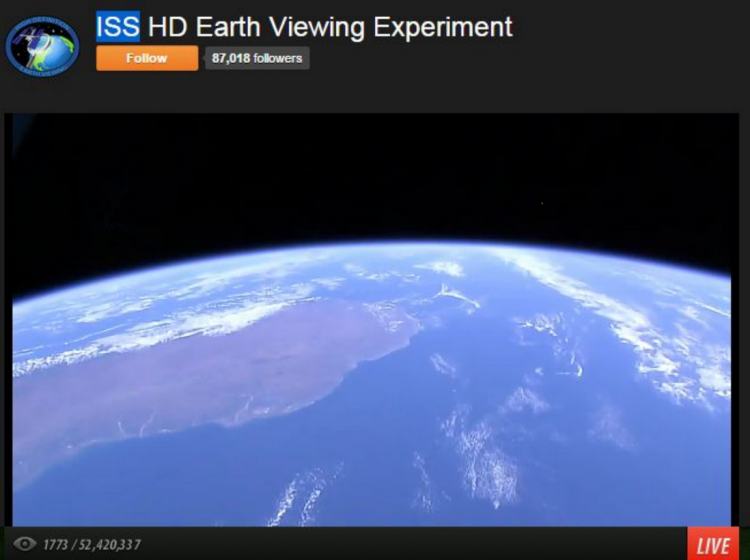 Space Station Live screenshot of the space station camera feed