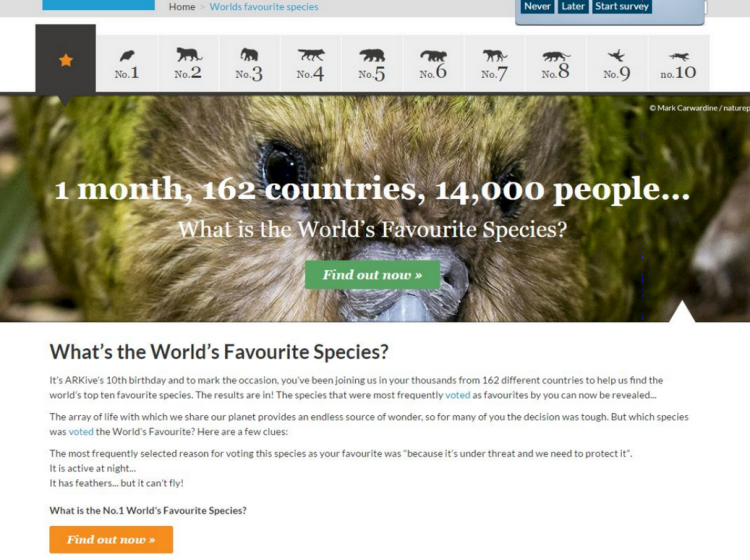 Wildscreen Archive Screenshot of What's the Worlds Favourite Species? Wildscreen Archive Screenshot of What's the Worlds Favourite Species?