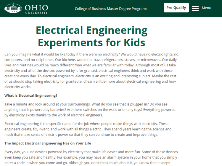 electrical engineering for kids home page. Make a call.