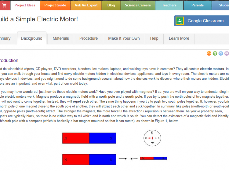 Electrical Engineering Experiments for Kids. Build a simple electric motor.